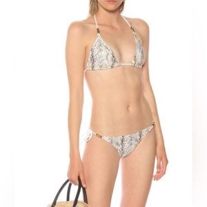 Heidi Klein Zambia Textured Snake Print Rope Tie Bikini Bottom L NWT